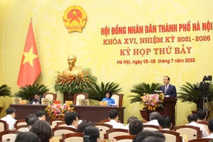 Quang cảnh kỳ họp HĐND TP Hà Nội chiều 7/7.