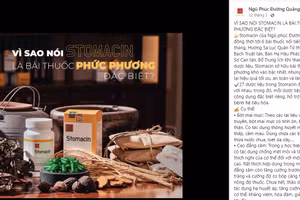 Sản phẩm Stomacin được tiếp thị là thuốc trên hầu hết các trang bán hàng của Ngũ Phúc Đường.