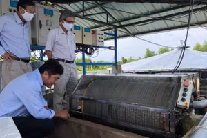 Hệ thống lọc nước nuôi tôm ứng dụng ở huyện Cần Giờ (TPHCM).