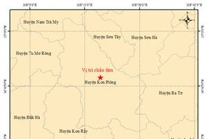 Trận động đất 4.2 độ Richter tại huyện Kon Plông (Kon Tum). Ảnh: Viện Vật lý địa cầu.