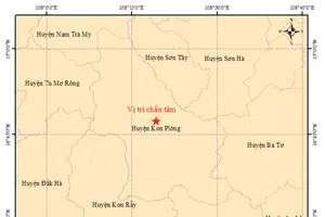 Trận động đất 4.2 độ Richter tại huyện Kon Plông (Kon Tum). Ảnh: Viện Vật lý địa cầu.