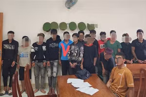 Nhóm 15 thanh, thiếu niên liên quan đến vụ án mạng Giết người. Ảnh: Công an Gia Lai.