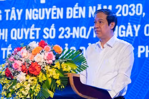 Bộ trưởng Nguyễn Kim Sơn phát biểu kết luận tại Hội nghị phát triển giáo dục và đào tạo vùng Tây Nguyên đến năm 2030, tầm nhìn đến năm 2045.