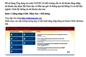 Bộ GDĐT đã có hướng dẫn về việc cài đặt và sử dụng ứng dụng “An toàn COVID-19”.