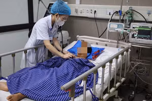 Bệnh nhi nguy kịch do bị rắn cạp nia cắn.