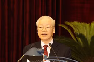 Tổng Bí thư Nguyễn Phú Trọng phát biểu khai mạc hội nghị. Ảnh: Trí Dũng/TTXVN