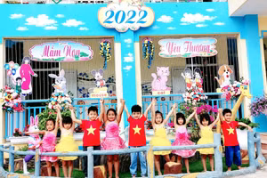 Trường Mầm non xã Thanh Chăn phấn đấu xây dựng môi trường học tập hạnh phúc.