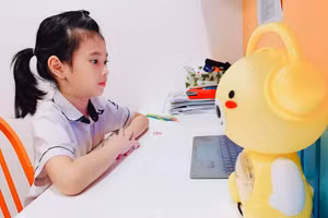 Nhiều trường phản ánh đường truyền mạng chập chờn, khiến việc học trực tuyến của học sinh có lúc bị gián đoạn. Ảnh Bảo an.