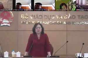Buổi hội thảo trực tuyến do Thứ trưởng Ngô Thị Minh chủ trì.