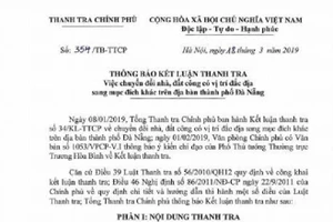 Thanh tra Chính phủ ra Thông báo kết luận thanh tra việc chuyển đổi nhà, đất công có vị trí đắc địa sang mục đích khác trên địa bàn TP Đà Nẵng.