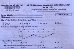 Đề thi và lời giải môn Toán Kỳ thi THPT quốc gia 2019