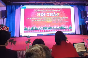 NGƯT Nguyễn Thế Dũng, Phó Giám đốc Sở GD&ĐT Lào Cai phát biểu tại Hội thảo.