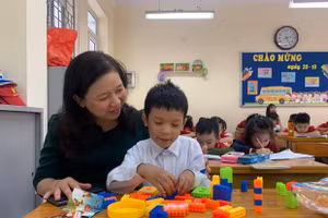 Nhà giáo Nguyễn Thị Kim Ngọc - Hiệu trưởng Trường Tiểu học Phan Đình Giót - một trong số 917 cá nhân được phong tặng Danh hiệu "Nhà giáo ưu tú" năm 2021.