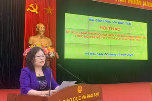 Thứ trưởng Bộ GD&ĐT Ngô Thị Minh phát biểu tại Hội thảo. 