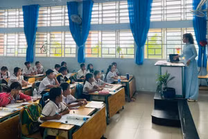 Học sinh Trường Tiểu học Hòa Lộc, xã Minh Hòa (Dầu Tiếng, Bình Dương). Ảnh: TG