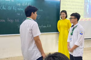 Một lớp học của Trường THPT Hoàng Cầu (Đống Đa, Hà Nội). Ảnh: Website nhà trường