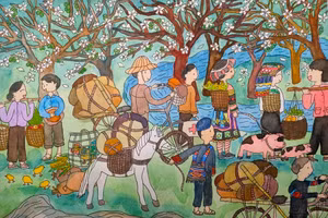 Tác phẩm dự thi “Qua rừng Hoa Ban” của thí sinh Nguyễn Lê Hà Linh – học sinh lớp 7B2, Trường THCS Mường Thanh (TP Điện Biên Phủ).