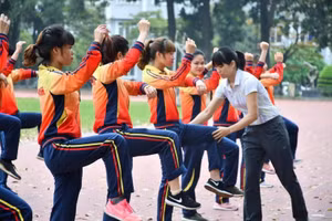 Sinh viên Trường ĐH Thể dục thể thao Bắc Ninh trong giờ học Giáo dục thể chất. Ảnh: NTCC