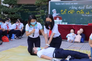 Nhiều cơ sở giáo dục thực hiện tập huấn về kỹ năng sơ cứu. Ảnh minh họa.