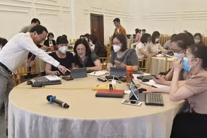 Một buổi sinh hoạt chuyên môn cho giáo viên cốt cán, cán bộ quản lý cấp tiểu học.