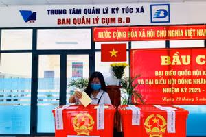 Sinh viên ĐHQG TPHCM bỏ phiếu bầu của mình vào thùng phiếu