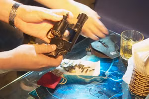 Cơ quan Công an khám xét súng của Dũng giấu tại quán bar Monaco (ảnh: SĐ).