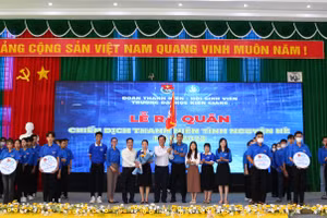 Đoàn Trường ĐH Kiên Giang ra mắt các đội hình và Ban chỉ huy Chiến dịch thanh niên tình nguyện hè 2023.