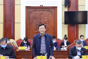 Thứ trưởng Bộ Nội vụ Nguyễn Duy Thăng phát biểu tại buổi làm việc.