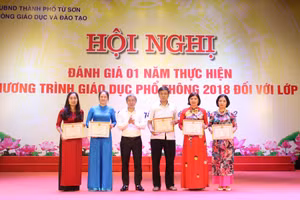 Trưởng phòng GD&ĐT thành phố Từ Sơn Nguyễn Văn Dũng biểu dương giáo viên cốt cán thực hiện Chương trình GDPT 2018.