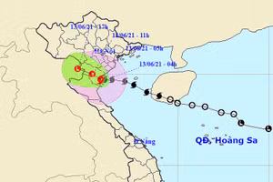 Dự kiến đường đi của bão số 2. Nguồn: NCHMF