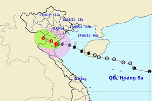 Dự kiến đường đi của bão số 2. Nguồn: NCHMF