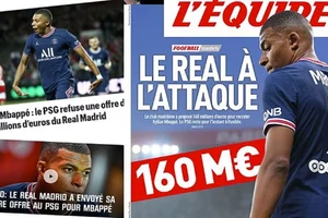 Các tờ báo Pháp viết về thương vụ Real Madrid ra giá 160 triệu euro cho Mbappe.