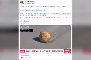 Quả cầu lạ trên bãi biển Nhật Bản