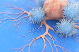 Tế bào sát thủ tự nhiên tấn công tế bào ung thư.