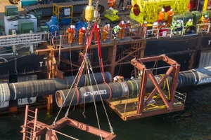 Việc xây dựng đường ống dẫn khí Nord Stream 2 ở Biển Baltic. (Ảnh: Nord Stream 2 AG/AFP).
