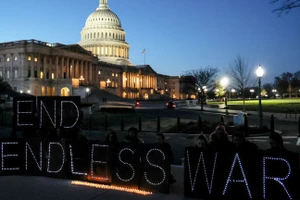 Các nhà hoạt động phản chiến tổ chức một cuộc biểu tình vào đầu tháng này tại Washington để kỷ niệm 20 năm ngày Mỹ xâm lược Iraq. (Ảnh: Getty Images)