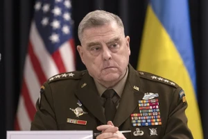 Tướng Mark Milley trong cuộc họp của Nhóm Liên lạc Quốc phòng Ukraine tại Căn cứ Không quân Ramstein ở Ramstein-Miesenbach, Đức. (Ảnh: AFP)