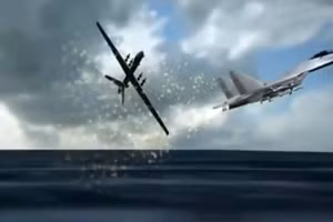 Hình ảnh mô phỏng cú va chạm của 2 máy bay.