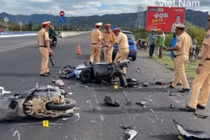 Hiện trường vụ tai nạn. (Ảnh: Công an Bình Thuận)