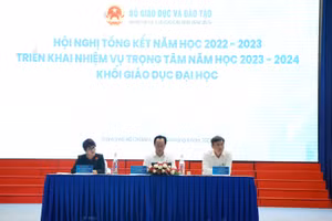 Hội nghị tổng kết năm học 2022-2023, triển khai nhiệm vụ trọng tâm năm học 2023-2024 khối giáo dục đại học. Ảnh: Như Quỳnh.