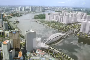 Phối cảnh cầu đi bộ qua sông Sài Gòn. (Ảnh: Liên danh Chodai - Takashi Niwa Architects và Chodai Kisojiban Việt Nam)