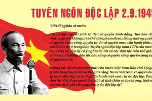 Bản tuyên ngôn độc lập được Chủ tịch Hồ Chí Minh long trọng công bố với quốc dân, đồng bào và toàn thế giới ngày 2/9/1945.