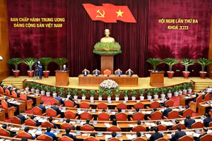 Toàn cảnh phiên khai mạc Hội nghị lần thứ 3 Ban Chấp hành Trung ương Đảng khóa XIII. (Ảnh: ĐĂNG KHOA)