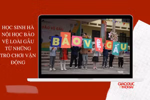 Học sinh Hà Nội học bảo vệ loài gấu từ những trò chơi vận động