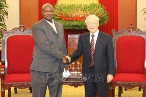 Tổng Bí thư Nguyễn Phú Trọng tiếp Tổng thống Uganda, Chủ tịch Đảng NRM, ông Yoweri Kaguta Museveni thăm chính thức Việt Nam - Ảnh: TTXVN