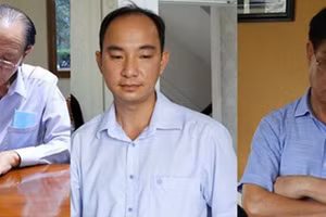 Nguyễn Văn Minh (ngoài cùng, bên trái) cùng các đồng phạm.