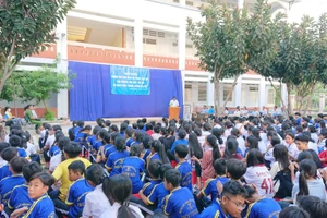 An Giang tuyên truyền tại các trường học về phòng chống tệ nạn xã hội chống bạo lực học đường trong năm 2023. Ảnh Sở GD&ĐT cung cấp.