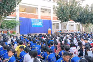 An Giang tuyên truyền tại các trường học về phòng chống tệ nạn xã hội chống bạo lực học đường trong năm 2023. Ảnh Sở GD&ĐT cung cấp.