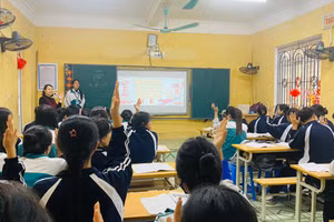 Giờ học tại Trường THPT Trần Quang Khải (Hưng Yên).