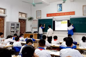 Giờ học tại Trường THCS Thụy Liên (Thái Thụy, Thái Bình).